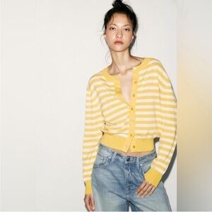Zara Yellow Striped Women's Sweater